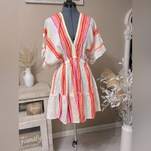 Lemlem Neon Striped Mini Dress